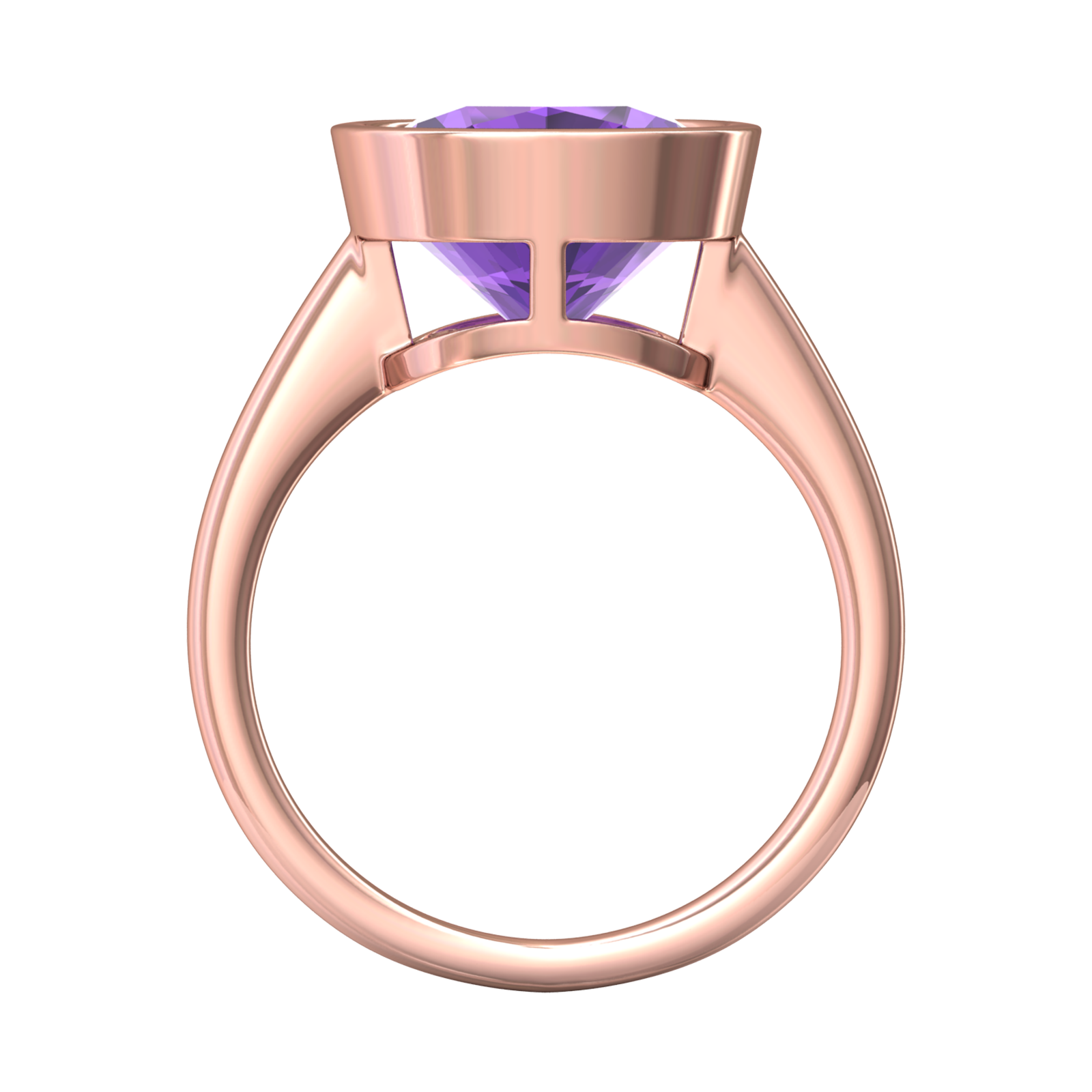Nova cushion shaped Amethyst ring set in a plain bezel setting Gardiner Brothers