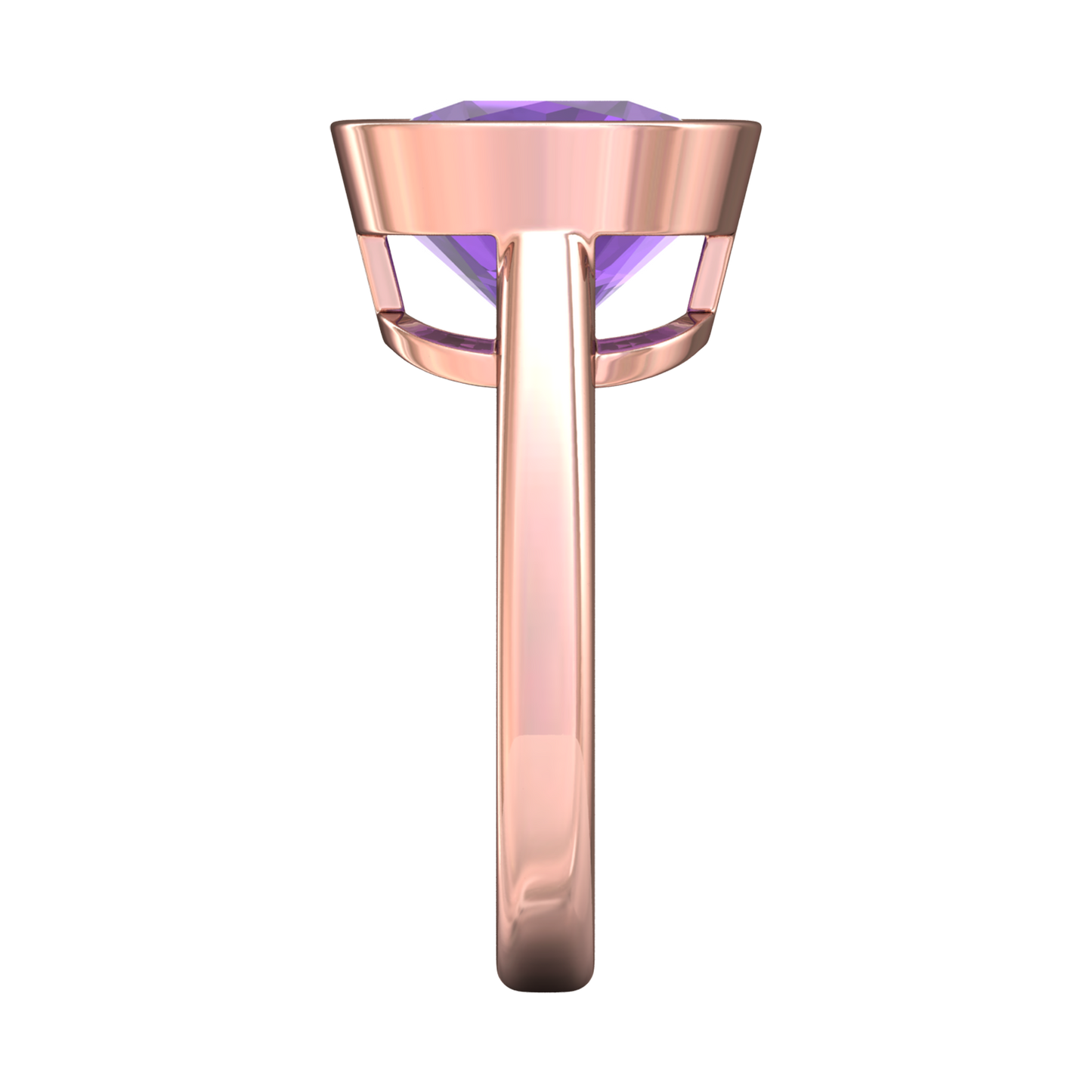 Nova cushion shaped Amethyst ring set in a plain bezel setting Gardiner Brothers