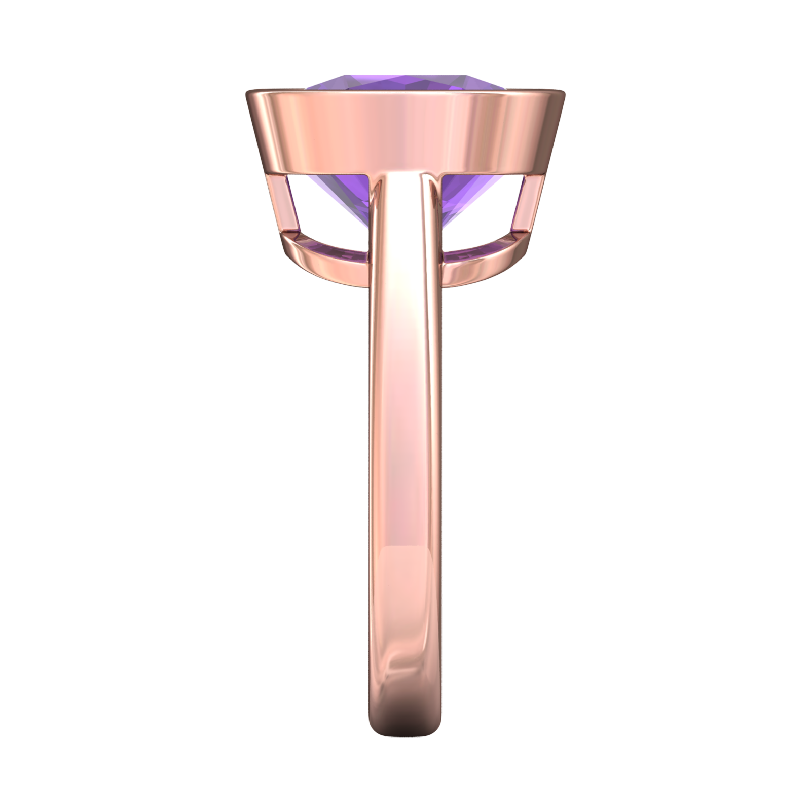 Nova cushion shaped Amethyst ring set in a plain bezel setting Gardiner Brothers