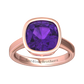 Nova cushion shaped Amethyst ring set in a plain bezel setting Gardiner Brothers