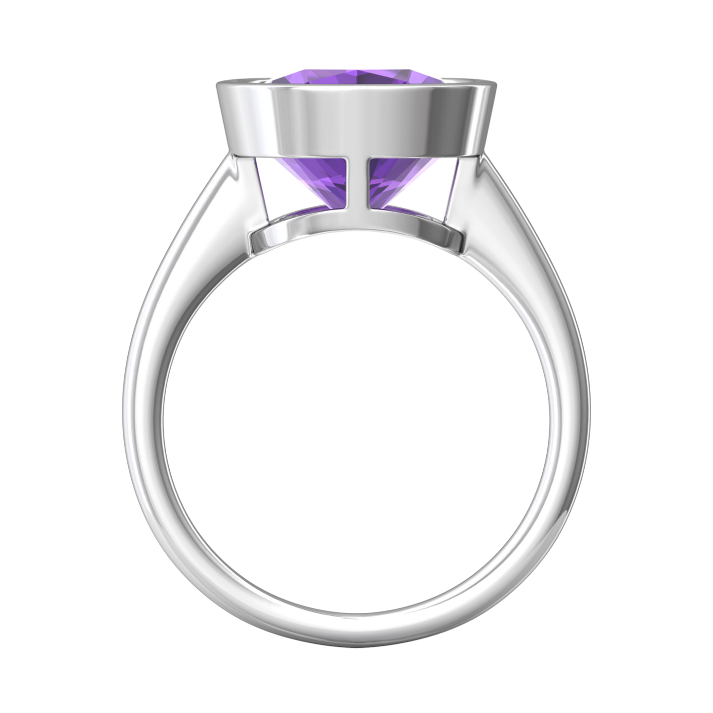 Nova cushion shaped Amethyst ring set in a plain bezel setting Gardiner Brothers