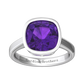 Nova cushion shaped Amethyst ring set in a plain bezel setting Gardiner Brothers