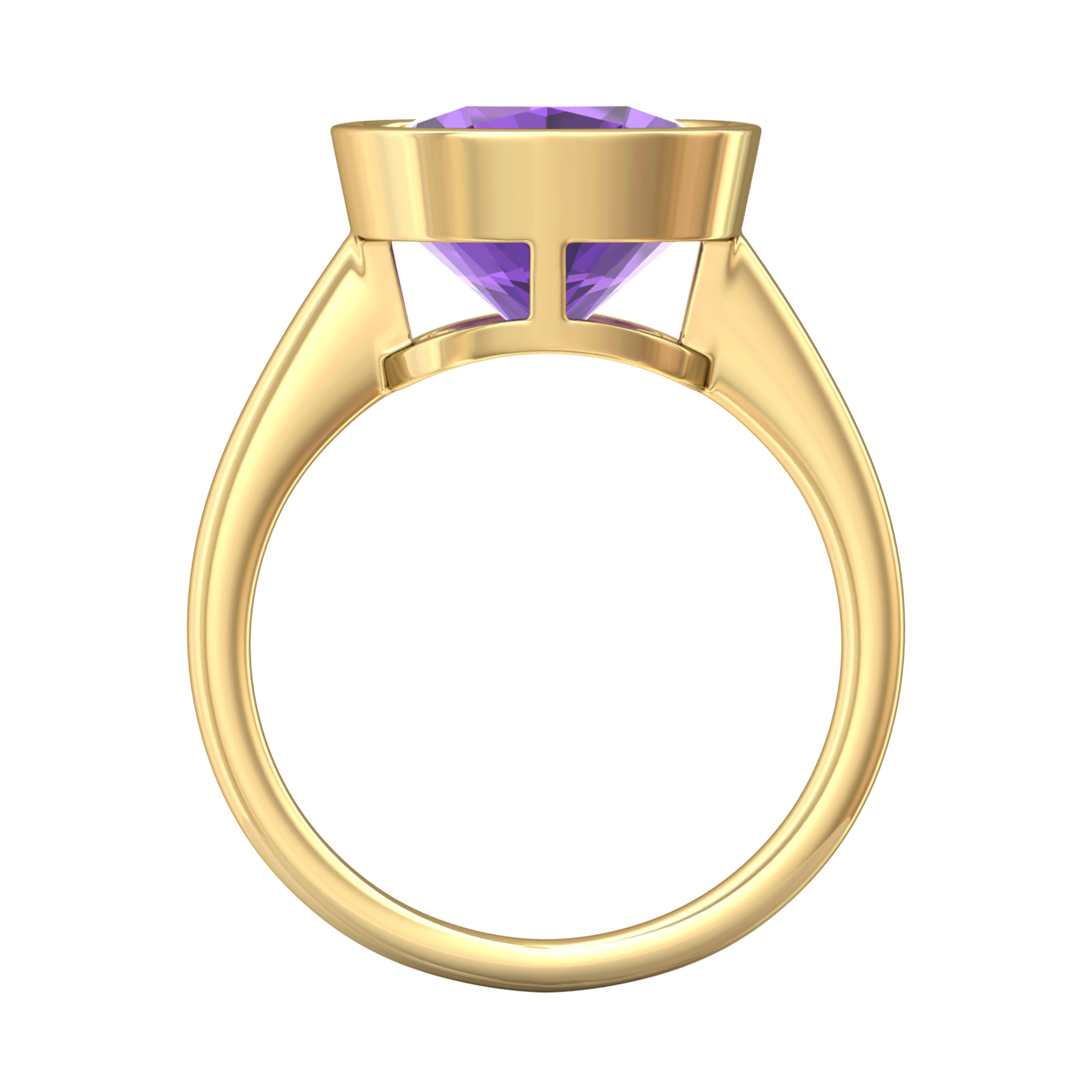 Nova cushion shaped Amethyst ring set in a plain bezel setting Gardiner Brothers