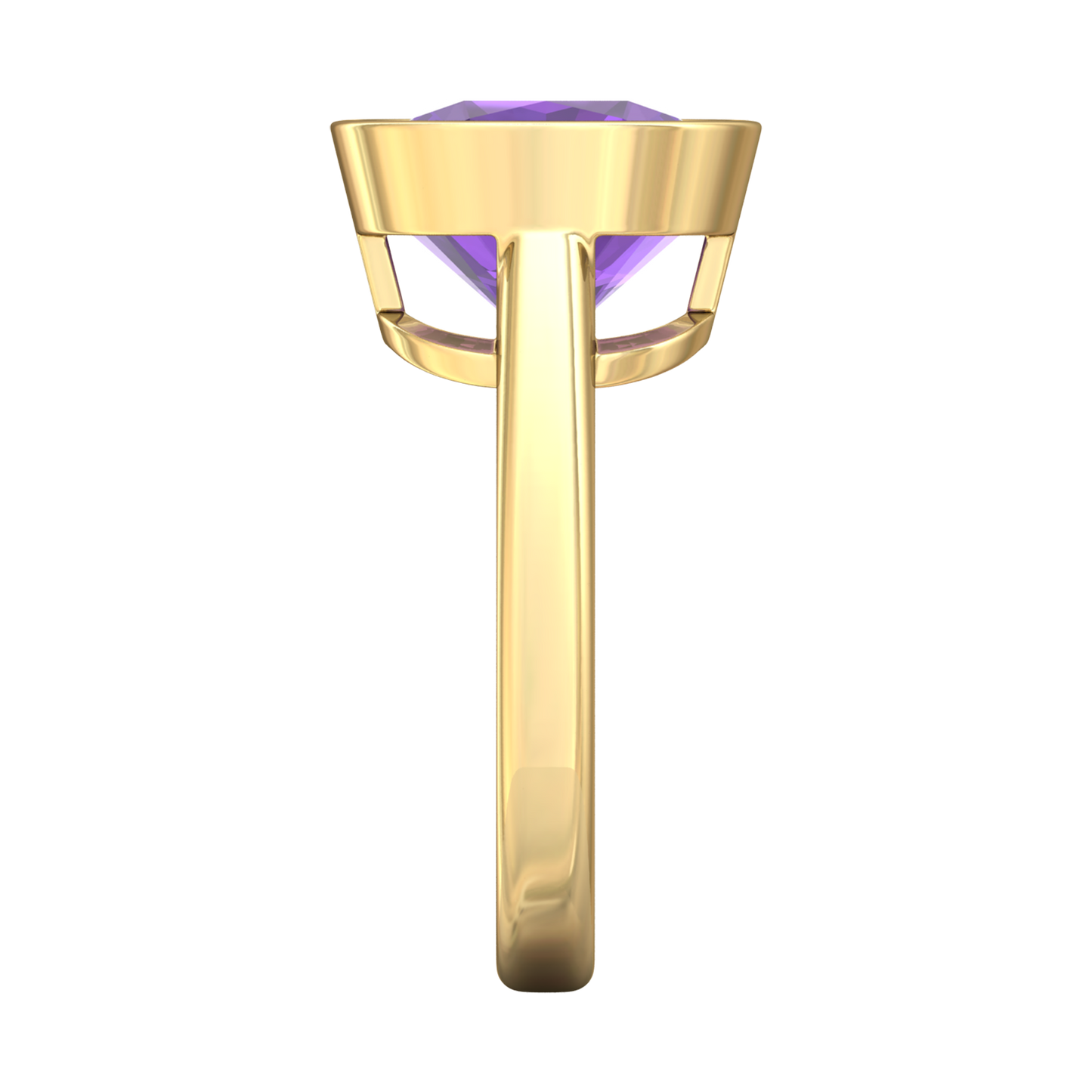 Nova cushion shaped Amethyst ring set in a plain bezel setting Gardiner Brothers