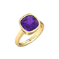 Nova cushion shaped Amethyst ring set in a plain bezel setting Gardiner Brothers Yellow Gold
