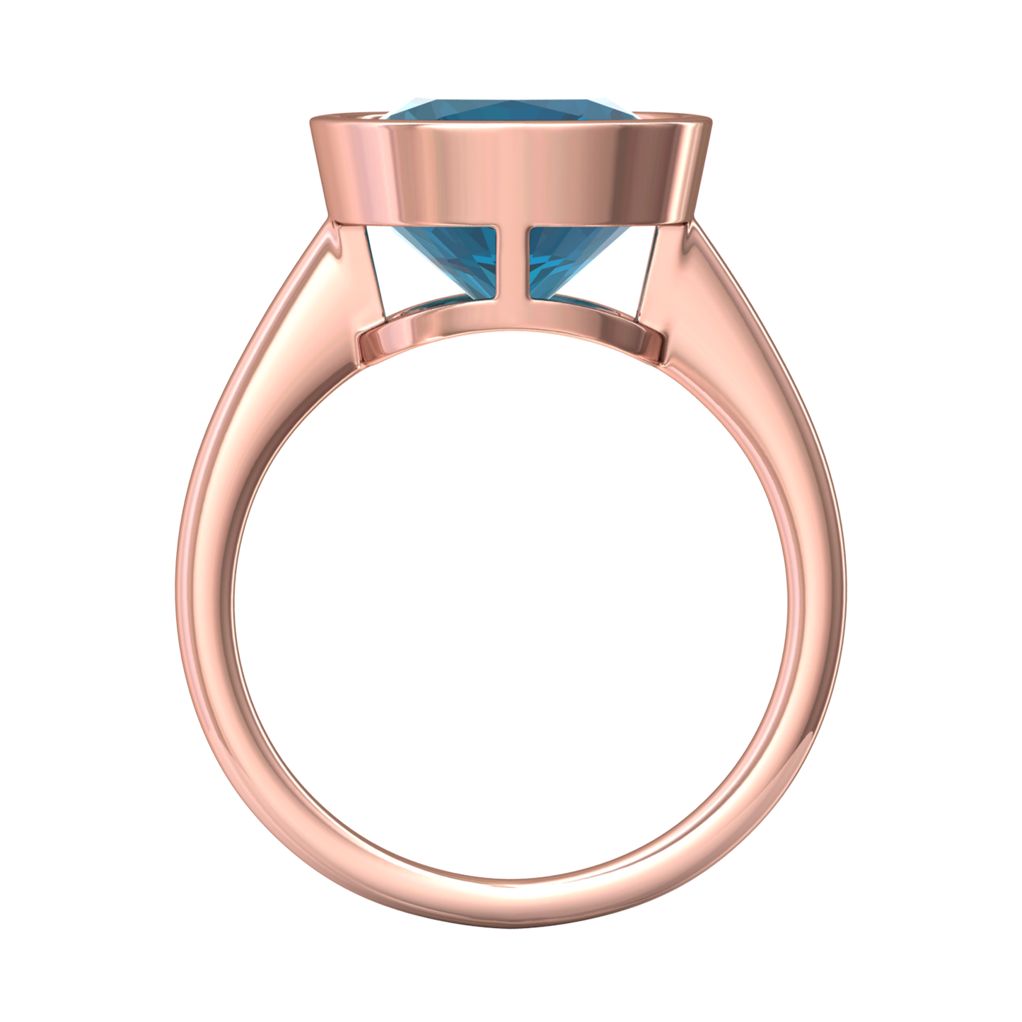 Nova cushion shaped London Blue Topaz ring set in a plain bezel setting Gardiner Brothers