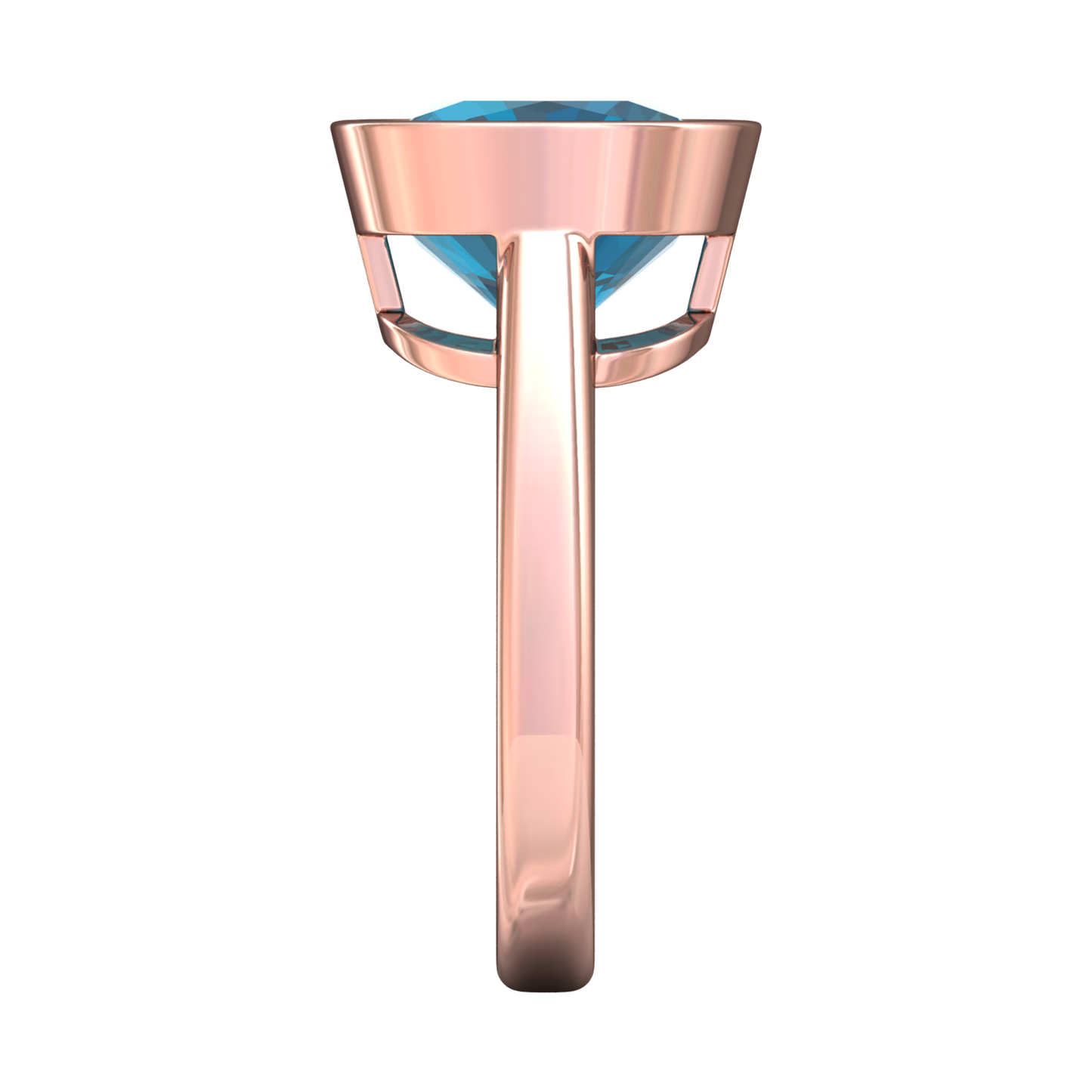 Nova cushion shaped London Blue Topaz ring set in a plain bezel setting Gardiner Brothers