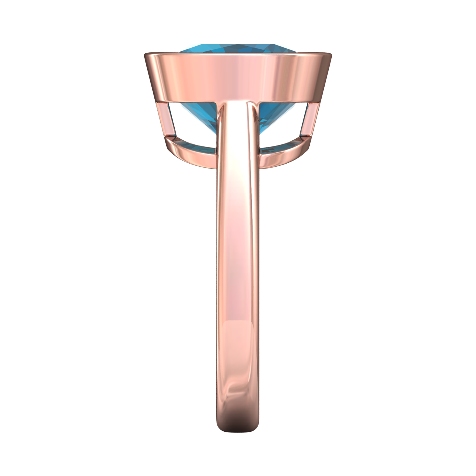 Nova cushion shaped London Blue Topaz ring set in a plain bezel setting Gardiner Brothers