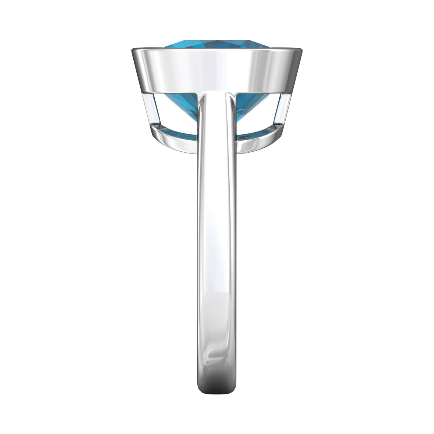 Nova cushion shaped London Blue Topaz ring set in a plain bezel setting Gardiner Brothers