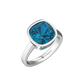 Nova cushion shaped London Blue Topaz ring set in a plain bezel setting Gardiner Brothers White Gold