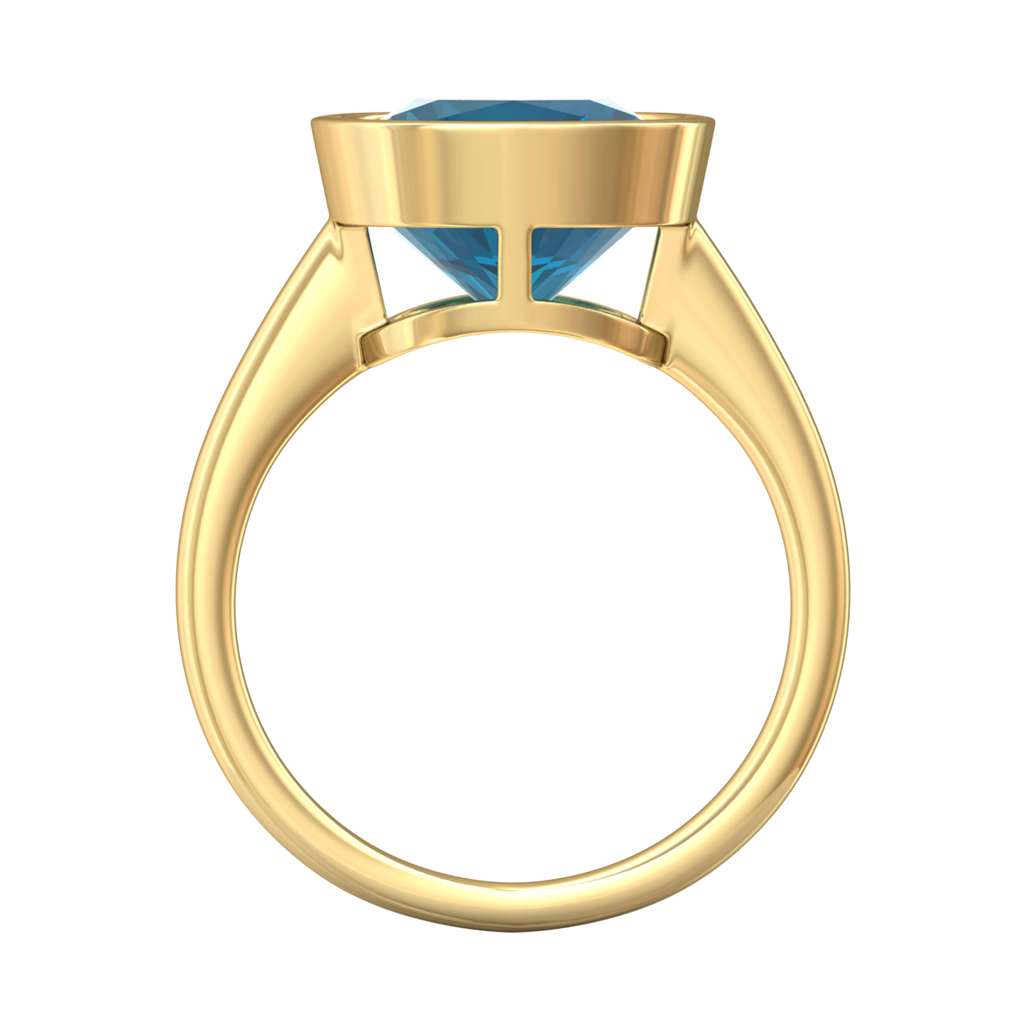 Nova cushion shaped London Blue Topaz ring set in a plain bezel setting Gardiner Brothers