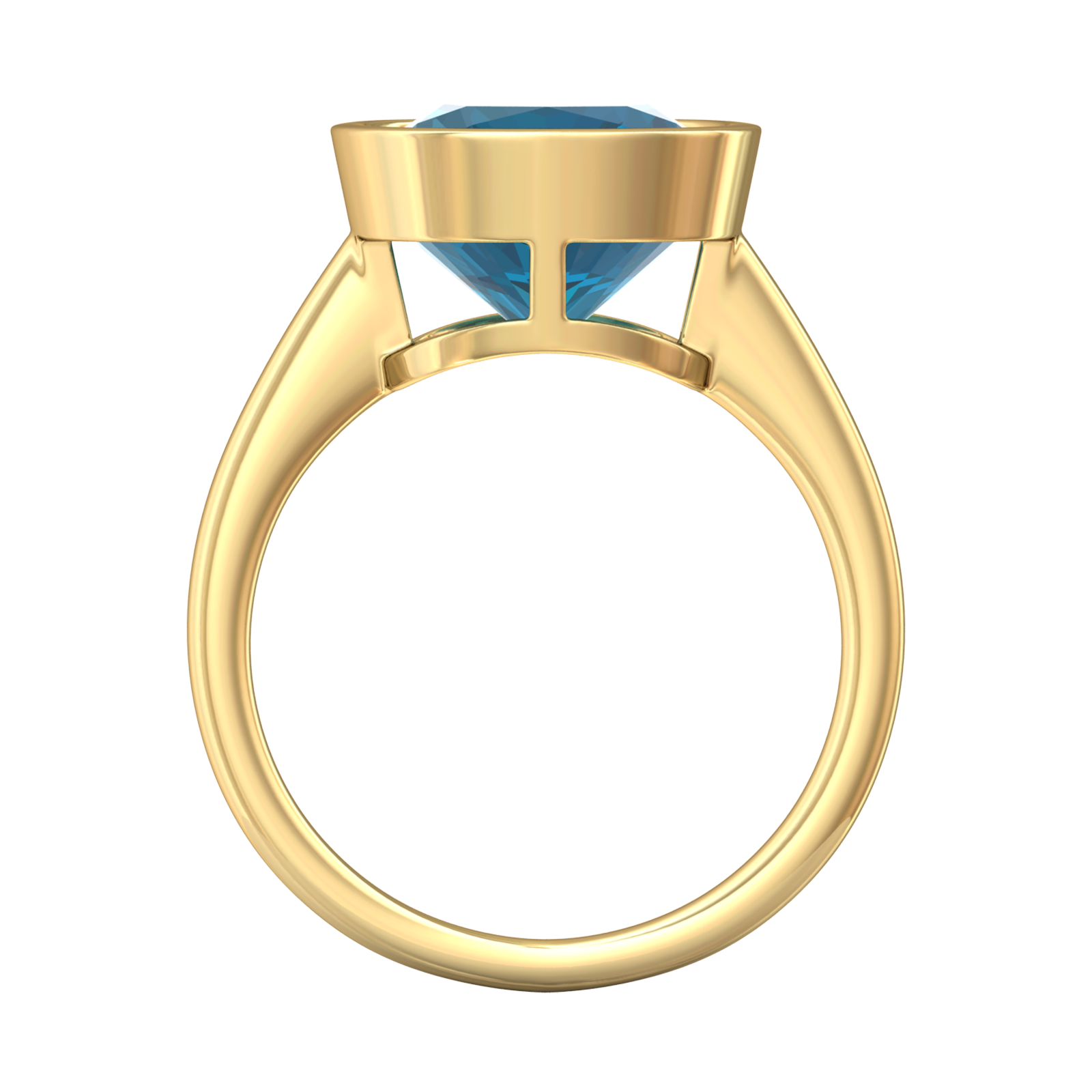 Nova cushion shaped London Blue Topaz ring set in a plain bezel setting Gardiner Brothers