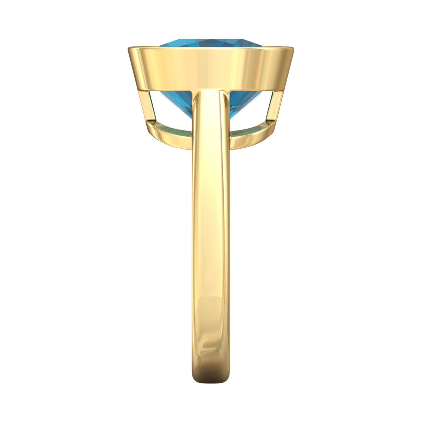 Nova cushion shaped London Blue Topaz ring set in a plain bezel setting Gardiner Brothers