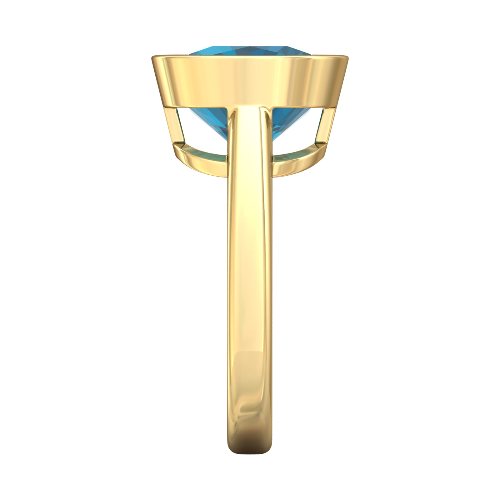 Nova cushion shaped London Blue Topaz ring set in a plain bezel setting Gardiner Brothers