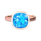 Nova cushion shaped Swiss Blue Topaz ring set in a plain bezel setting Gardiner Brothers