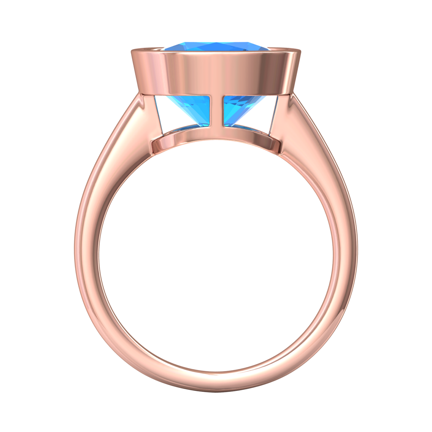 Nova cushion shaped Swiss Blue Topaz ring set in a plain bezel setting Gardiner Brothers