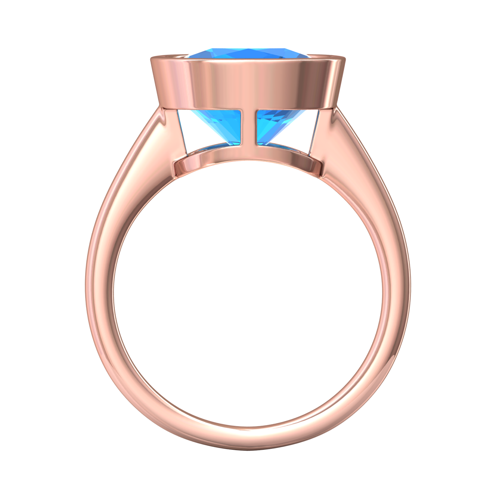 Nova cushion shaped Swiss Blue Topaz ring set in a plain bezel setting Gardiner Brothers