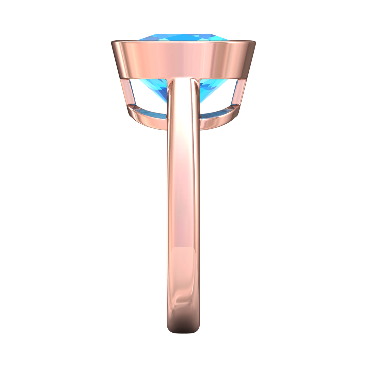 Nova cushion shaped Swiss Blue Topaz ring set in a plain bezel setting Gardiner Brothers