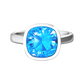 Nova cushion shaped Swiss Blue Topaz ring set in a plain bezel setting Gardiner Brothers