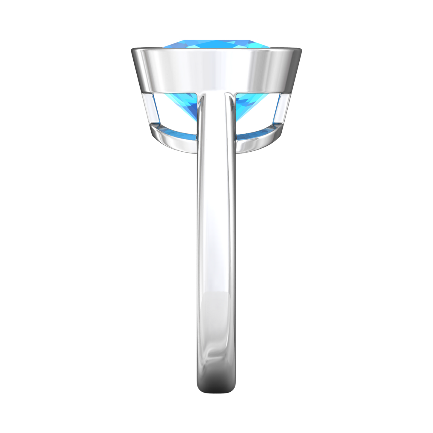 Nova cushion shaped Swiss Blue Topaz ring set in a plain bezel setting Gardiner Brothers