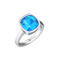 Nova cushion shaped Swiss Blue Topaz ring set in a plain bezel setting Gardiner Brothers White Gold
