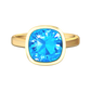 Nova cushion shaped Swiss Blue Topaz ring set in a plain bezel setting Gardiner Brothers