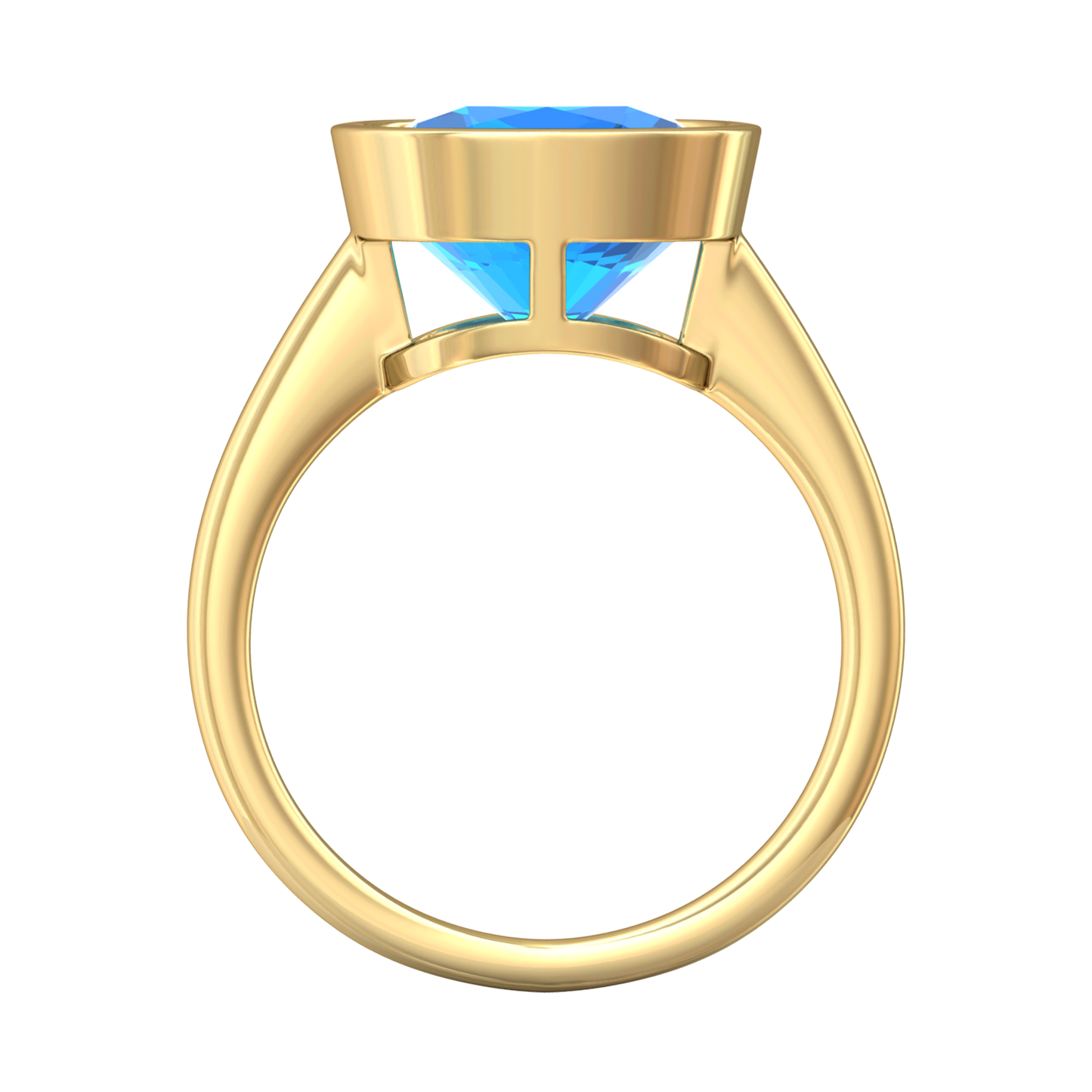 Nova cushion shaped Swiss Blue Topaz ring set in a plain bezel setting Gardiner Brothers
