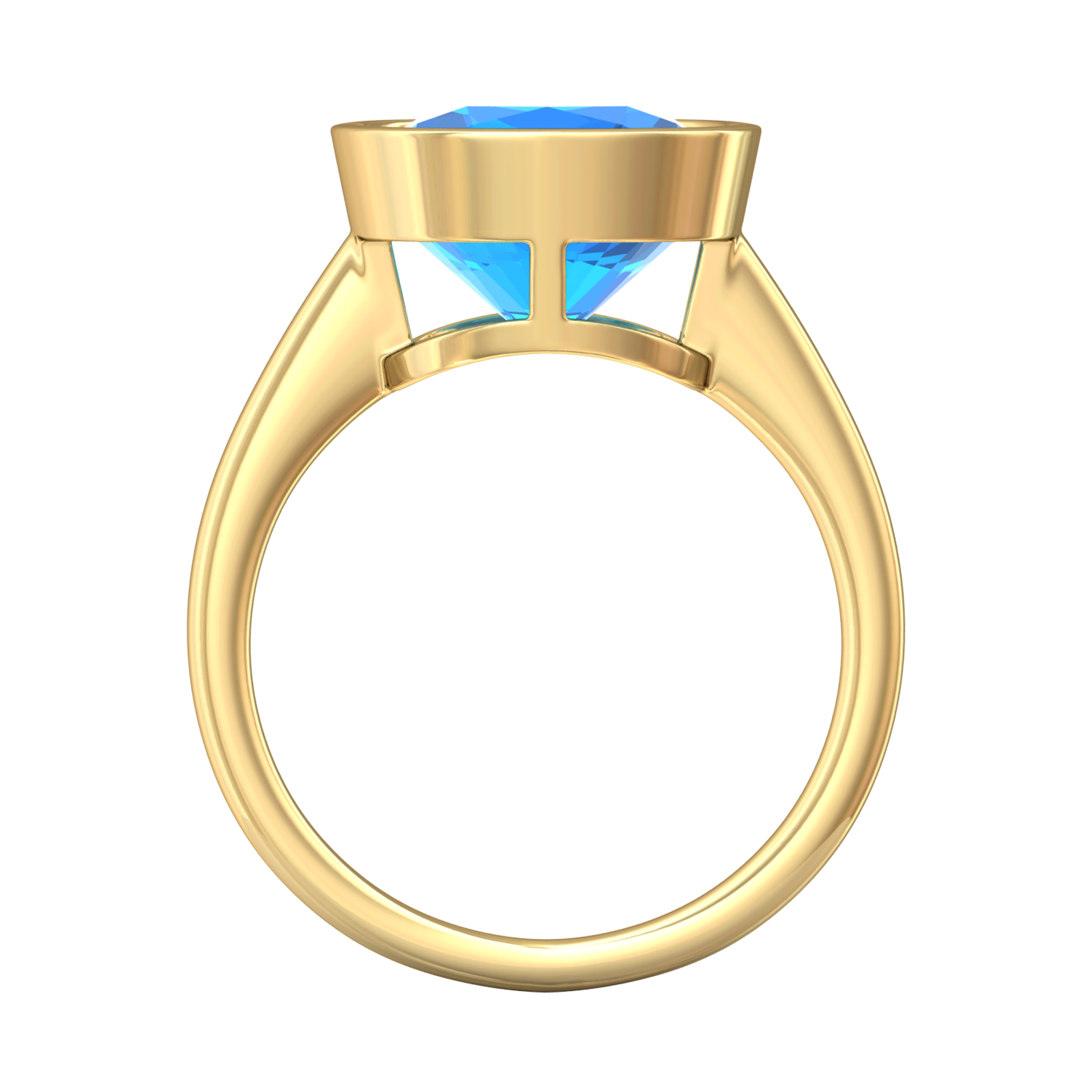 Nova cushion shaped Swiss Blue Topaz ring set in a plain bezel setting Gardiner Brothers