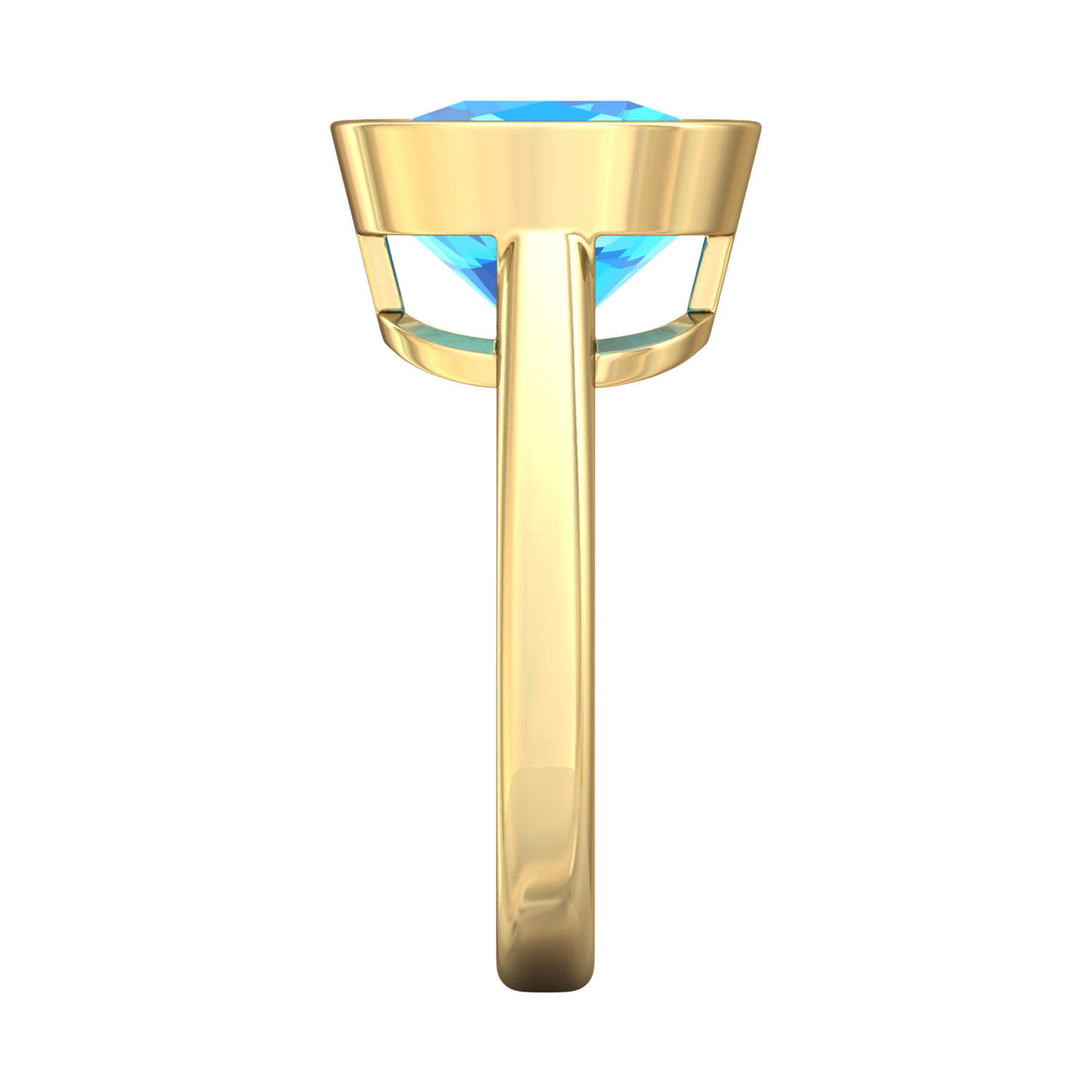 Nova cushion shaped Swiss Blue Topaz ring set in a plain bezel setting Gardiner Brothers