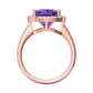 Nova cushion shaped Amethyst ring with a halo of diamonds Gardiner Brothers