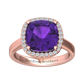 Nova cushion shaped Amethyst ring with a halo of diamonds Gardiner Brothers