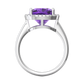 Nova cushion shaped Amethyst ring with a halo of diamonds Gardiner Brothers