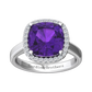 Nova cushion shaped Amethyst ring with a halo of diamonds Gardiner Brothers