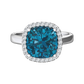 Nova cushion shaped London Blue Topaz ring with a halo of diamonds Gardiner Brothers