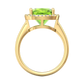 Nova cushion shaped Peridot ring with a halo of diamonds Gardiner Brothers
