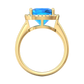 Nova cushion shaped Swiss Blue Topaz ring with a halo of diamonds Gardiner Brothers