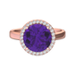 Nova round Amethyst ring with a halo of diamonds Gardiner Brothers