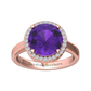 Nova round Amethyst ring with a halo of diamonds Gardiner Brothers