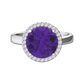 Nova round Amethyst ring with a halo of diamonds Gardiner Brothers