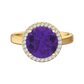 Nova round Amethyst ring with a halo of diamonds Gardiner Brothers