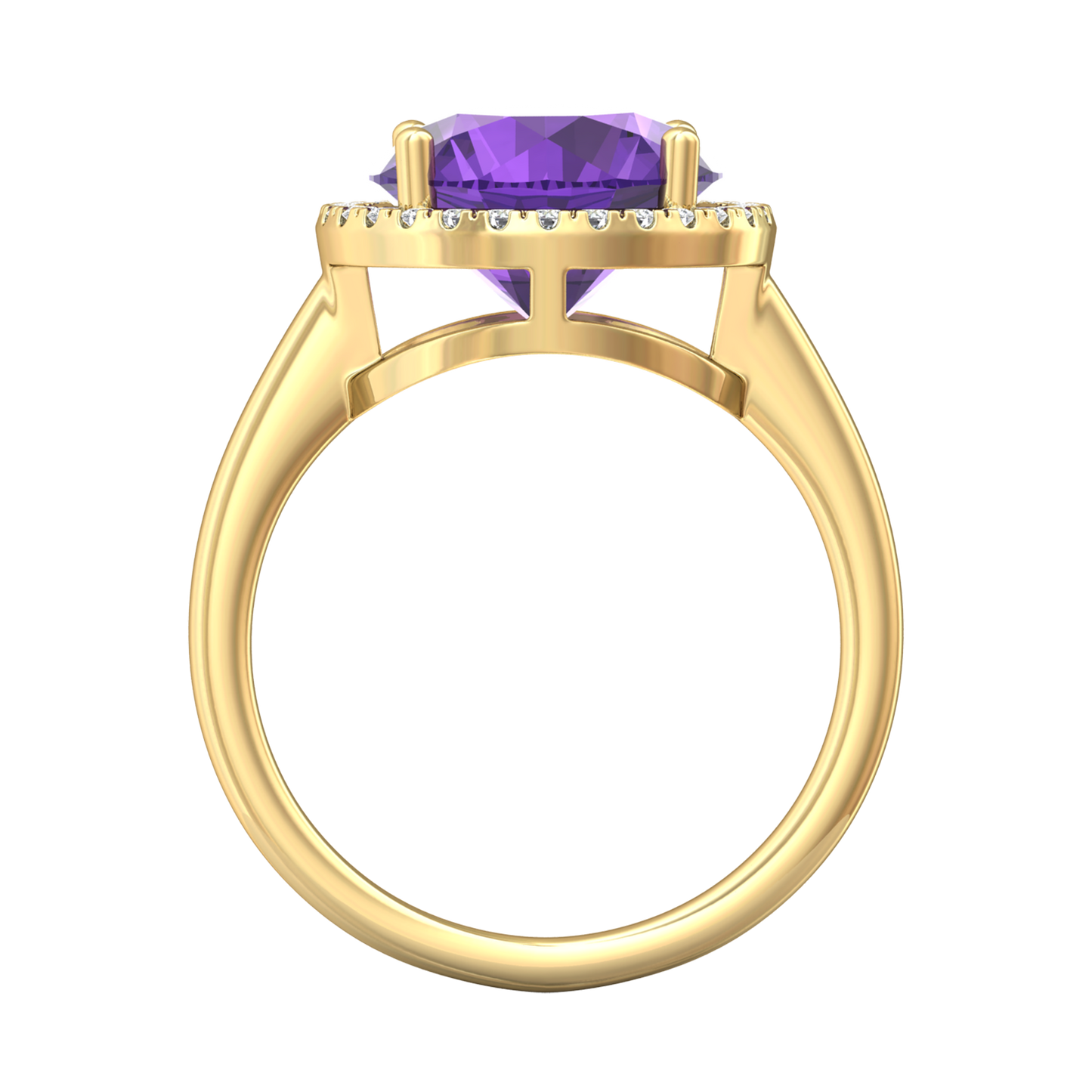 Nova round Amethyst ring with a halo of diamonds Gardiner Brothers