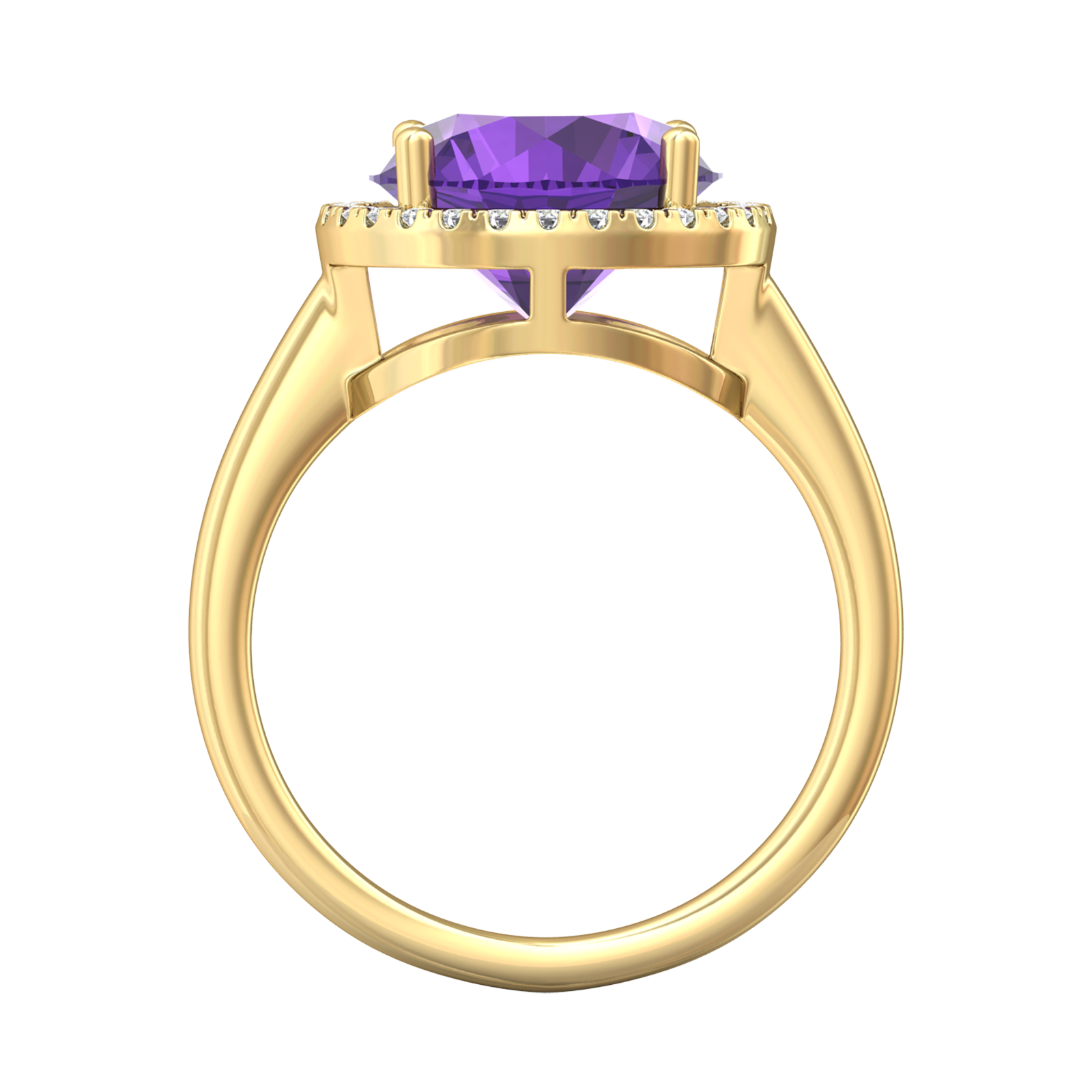 Nova round Amethyst ring with a halo of diamonds Gardiner Brothers