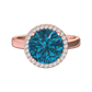 Nova round London Blue Topaz ring with a halo of diamonds Gardiner Brothers