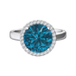 Nova round London Blue Topaz ring with a halo of diamonds Gardiner Brothers