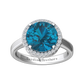 Nova round London Blue Topaz ring with a halo of diamonds Gardiner Brothers