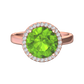 Nova round Peridot ring with a halo of diamonds Gardiner Brothers