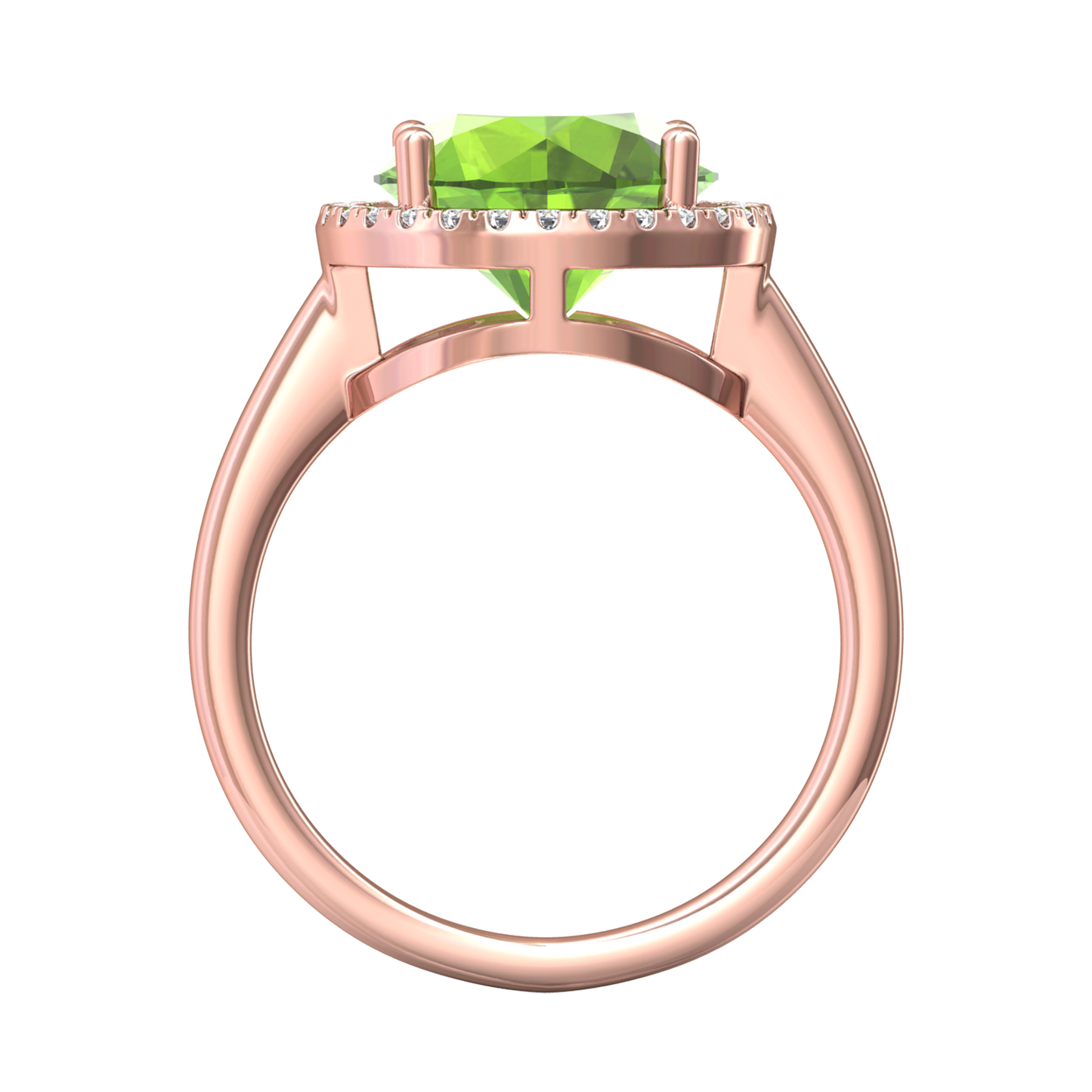 Nova round Peridot ring with a halo of diamonds Gardiner Brothers