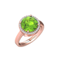 Nova round Peridot ring with a halo of diamonds Gardiner Brothers Rose Gold