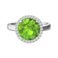 Nova round Peridot ring with a halo of diamonds Gardiner Brothers