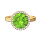 Nova round Peridot ring with a halo of diamonds Gardiner Brothers